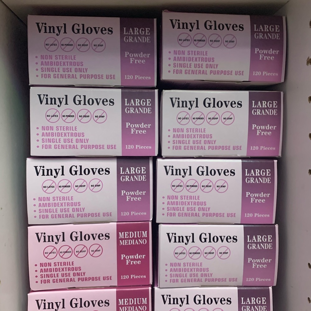 Vinyl gloves: L only